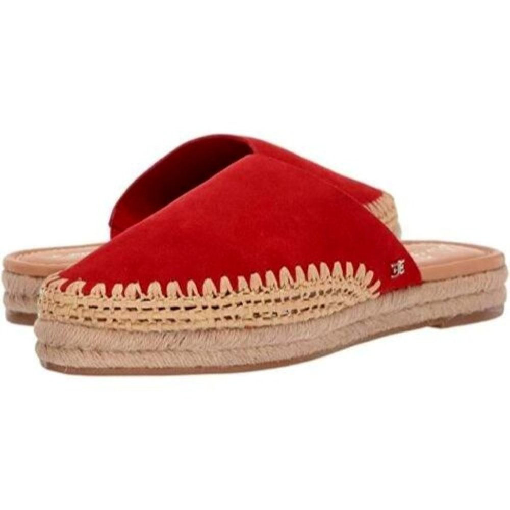 Sam Edelman Suede Espadrille Mules Austin - Red